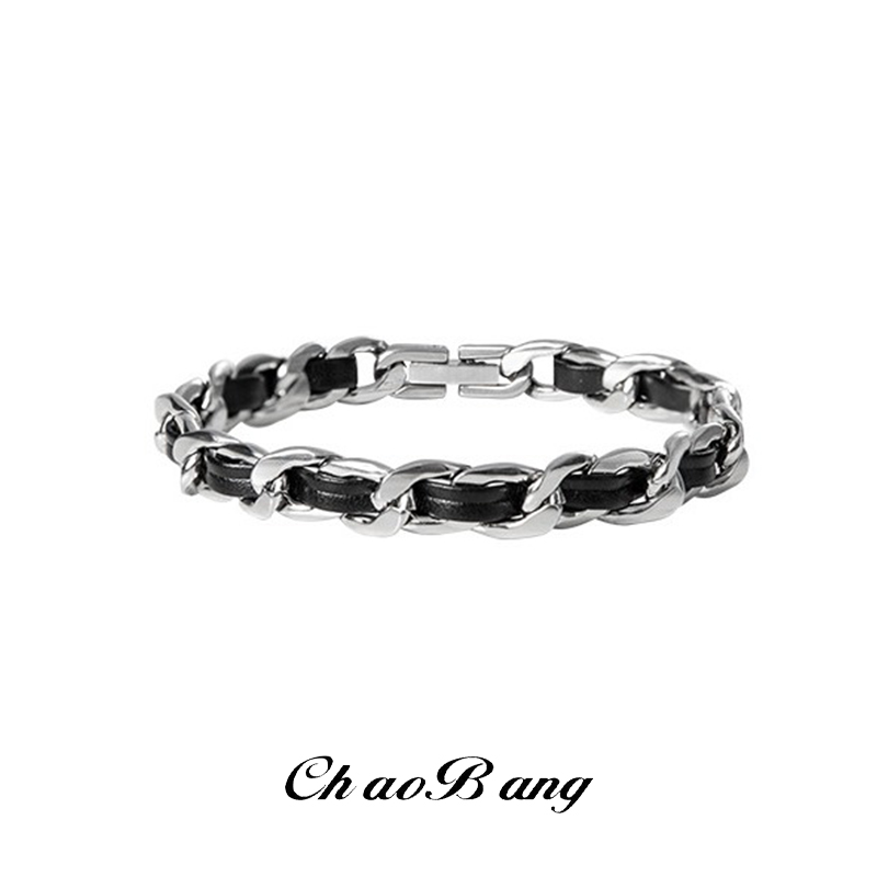 Men'S Accessories High End - Modna bransoletka męska ze stali tytanowej