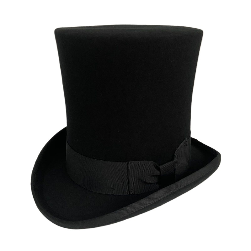 Men'S Victorian Accessories - Czarny Wełniany Feltowy Cylinder Męski Formalny